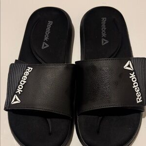 Reebok Black Slide Sandals with Logo
